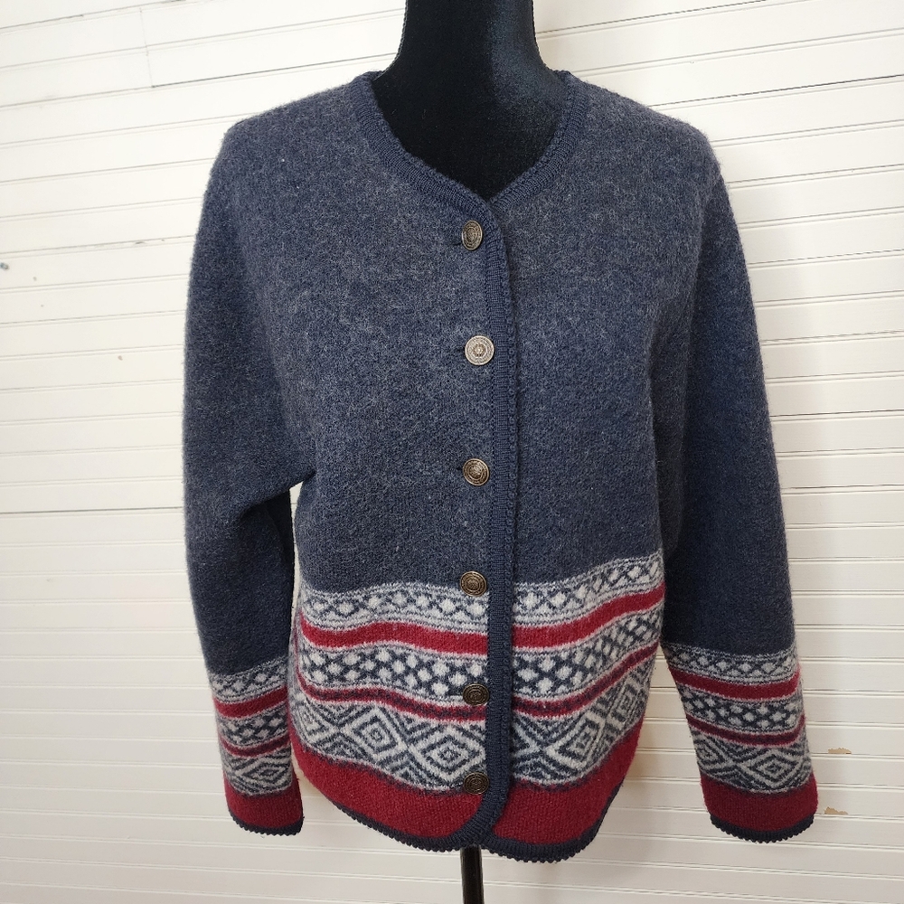 Vintage Tally-Ho 100% Wool Cardigan SweaterMade‎ in Hong Kong – M